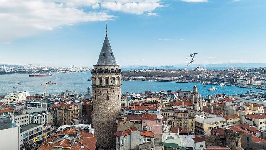 Galata tower θέα στην Κωνσταντινούπολη